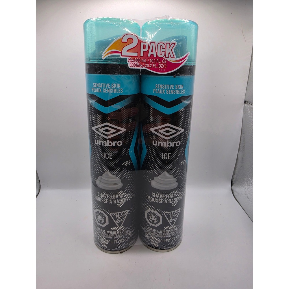 Umbro Ice Shave Foam Sensitive Skin 2 Pack 10.1 Fl Oz Each Total 20.2 Fl Oz New